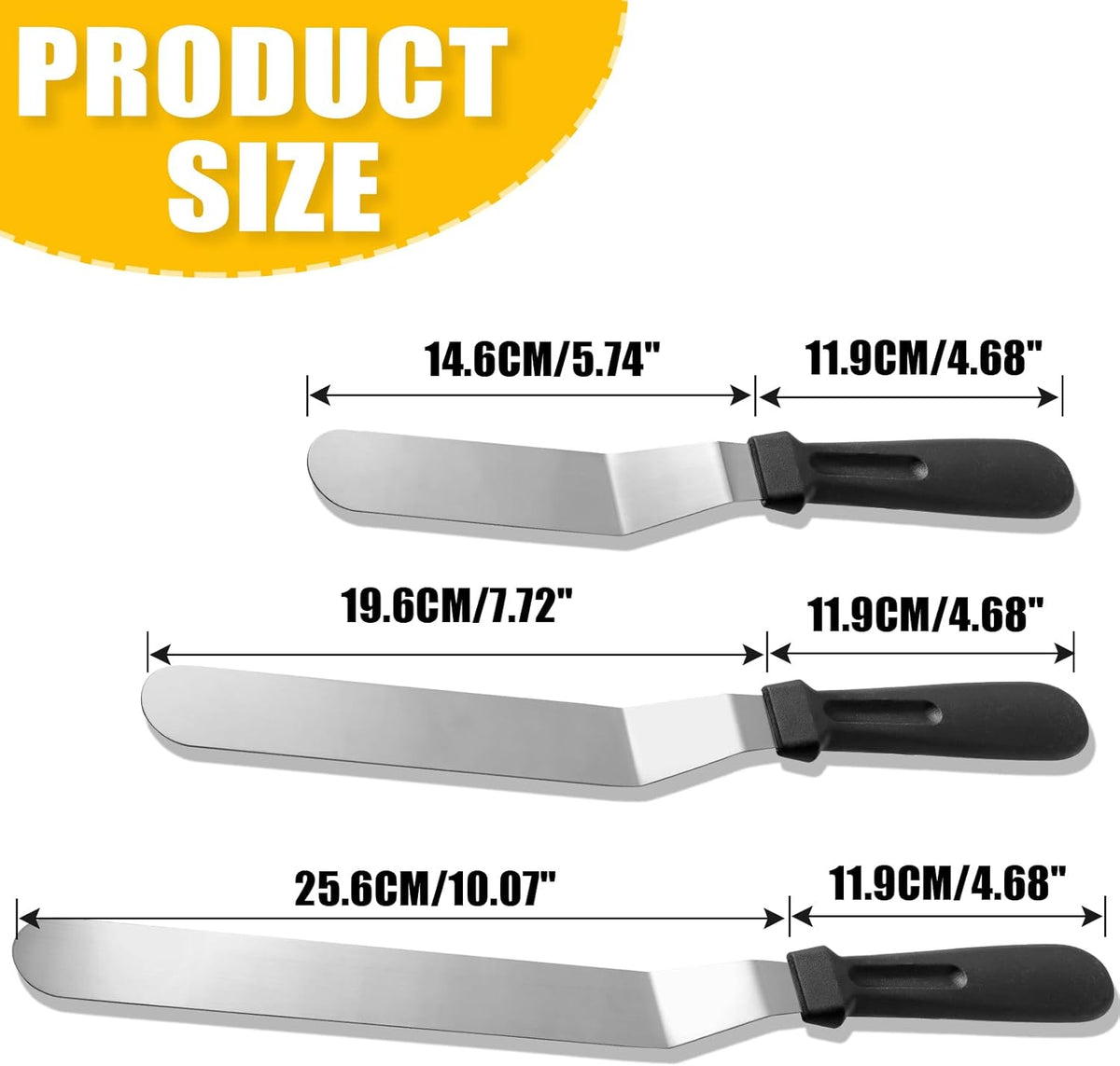 Litoexpe 6 Pack Stainless Steel Icing Spatulas with Blue Scrapers | Angled Offset Design, for Baking and Cake Decorating Projects