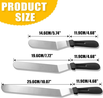Litoexpe 6 Pack Stainless Steel Icing Spatulas with Blue Scrapers | Angled Offset Design, for Baking and Cake Decorating Projects