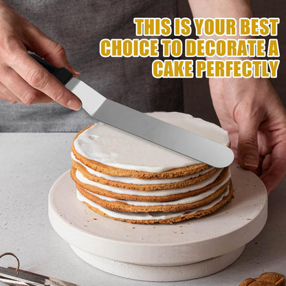 Litoexpe 6 Pack Stainless Steel Icing Spatulas with Blue Scrapers | Angled Offset Design, for Baking and Cake Decorating Projects