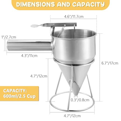 Pancake Batter Dispenser Funnels with Stand (1200 ML/40 OZ)