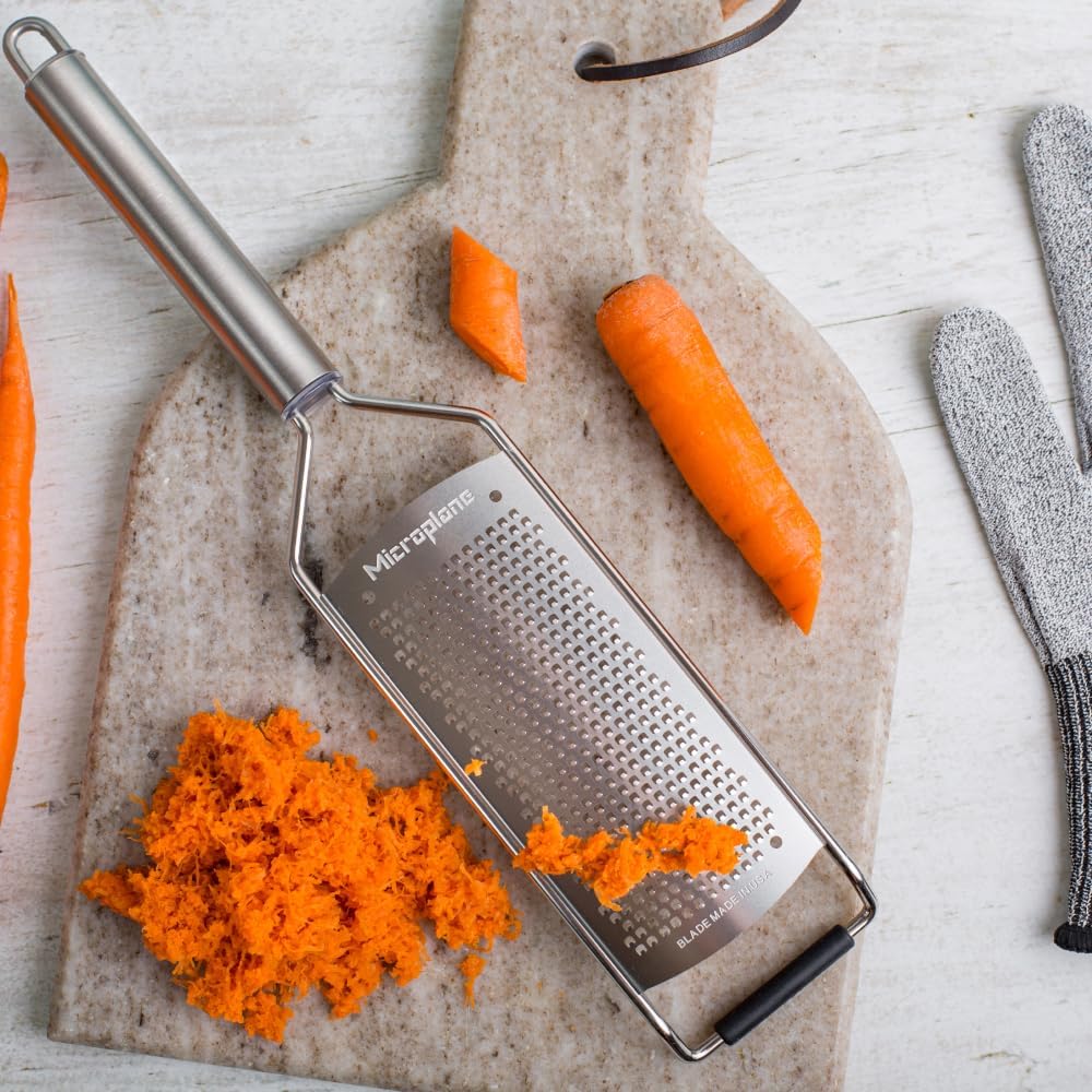 Professional Series Kitchen Grater new Fine for Hard Cheese, Citrus Fruits, Garlic, Chili, Cinnamon and Nutmeg with Stainless Steel Blades - Made in USA