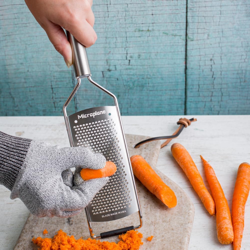 Professional Series Kitchen Grater new Fine for Hard Cheese, Citrus Fruits, Garlic, Chili, Cinnamon and Nutmeg with Stainless Steel Blades - Made in USA