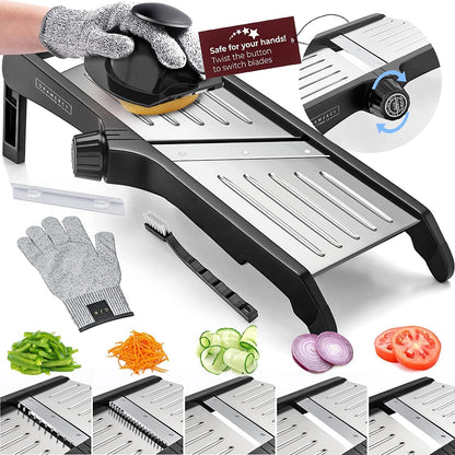 Gramercy Mandoline Slicer for Kitchen with 12 Slice Settings, Black Edition