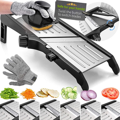 Gramercy Mandoline Slicer for Kitchen with 12 Slice Settings, Black Edition