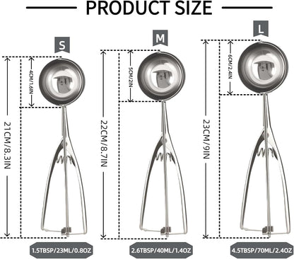 6-Piece Ice Cream Scoop Set, 3 Sizes with Serving Utensils