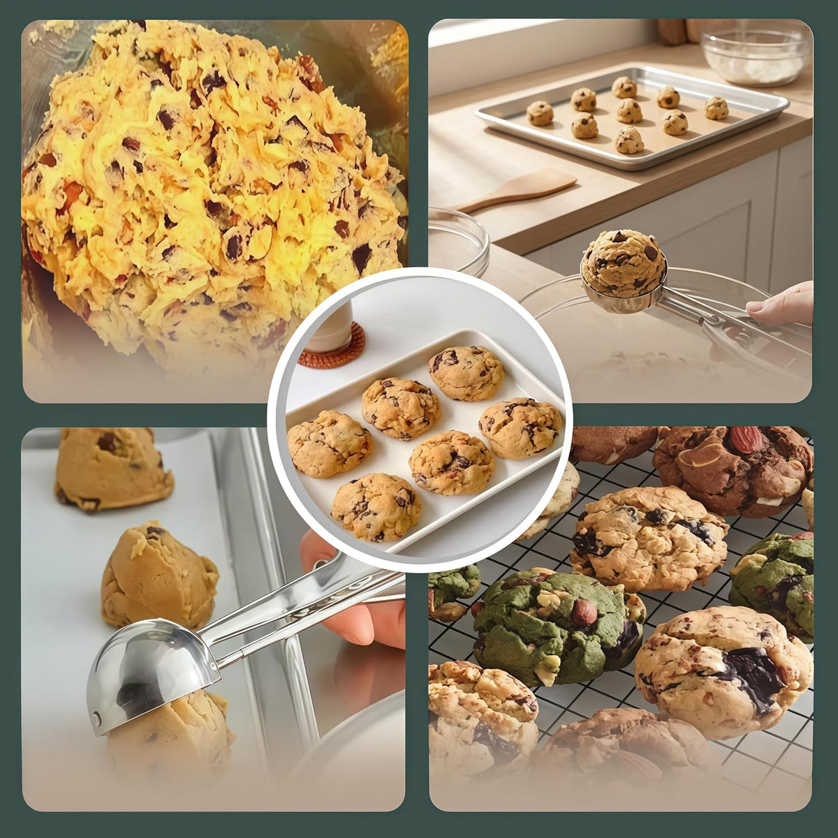 6-Piece Ice Cream Scoop Set, 3 Sizes with Serving Utensils