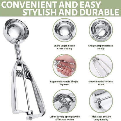 6-Piece Ice Cream Scoop Set, 3 Sizes with Serving Utensils