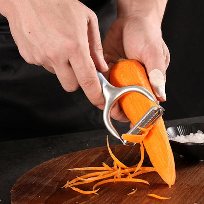 2-in-1 Vegetable Peeler, Julienne Blade, Stainless Steel Handle | For Kitchen, Fruit, Carrot, Veggie, Potatoes, Ergonomic Non-Slip Handle, Sharp Stainless Steel Blade, Good Sturdy