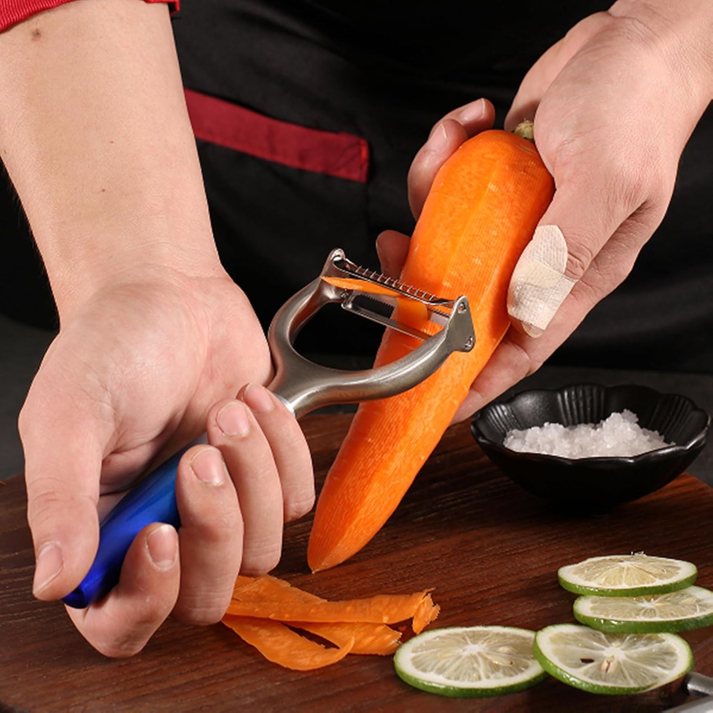 2-in-1 Vegetable Peeler, Julienne Blade, Stainless Steel Handle | For Kitchen, Fruit, Carrot, Veggie, Potatoes, Ergonomic Non-Slip Handle, Sharp Stainless Steel Blade, Good Sturdy