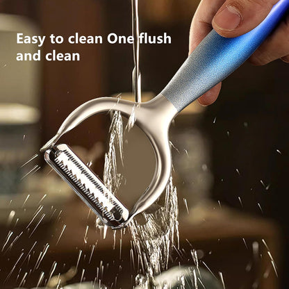 2-in-1 Vegetable Peeler, Julienne Blade, Stainless Steel Handle | For Kitchen, Fruit, Carrot, Veggie, Potatoes, Ergonomic Non-Slip Handle, Sharp Stainless Steel Blade, Good Sturdy