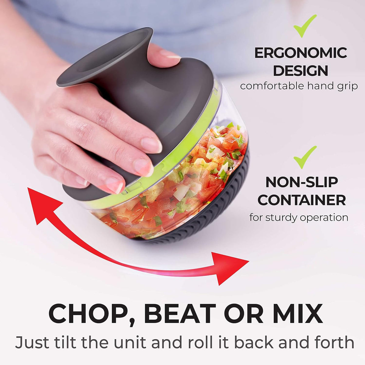 Mueller Rolling Food Chopper Manual Hand, Shaker, Mixer, Cutter, Slicer, Zester Pro - Strongest - 30% Heavier Duty Multi Vegetable-Fruit-Spice-Kitchen Tool/Utensil, Large