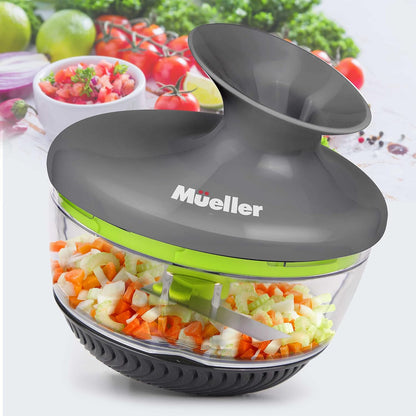 Mueller Rolling Food Chopper Manual Hand, Shaker, Mixer, Cutter, Slicer, Zester Pro - Strongest - 30% Heavier Duty Multi Vegetable-Fruit-Spice-Kitchen Tool/Utensil, Large