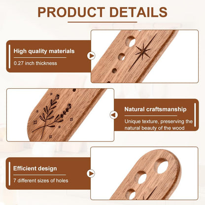 Wooden Herb Stripper Tool with 7 Sizes - Natural Herb Leaf Remover for Rosemary, Thyme, Oregano, Includes Clear Storage Case, Gift for Cooking & Gardeners