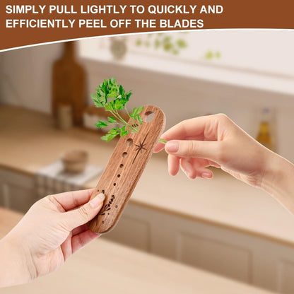 Wooden Herb Stripper Tool with 7 Sizes - Natural Herb Leaf Remover for Rosemary, Thyme, Oregano, Includes Clear Storage Case, Gift for Cooking & Gardeners