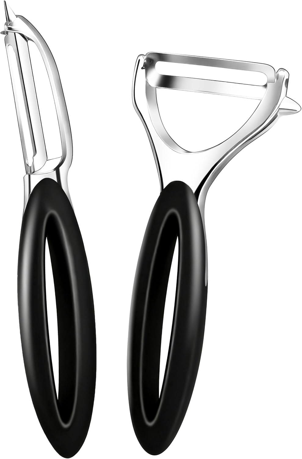 Potato Peeler Set, 2 Pack Y Peeler & Straight Peeler, Upgraded Ergonomic Easy-Grip Handle, Ultra Sharp Stainless Steel Vegetable Peelers for Carrots, Apples, Cucumbers