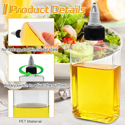 4 Pcs 100ML Oil Dispenser Bottles, Leak-Proof Twist Cap Squeeze | Food Grade Plastic, Twist Top Cap Secure Seal, Wide Opening for Easy Refill, for Oil Soy Sauce Vinegar BBQ