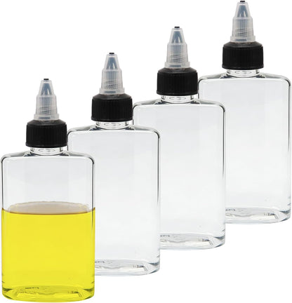 4 Pcs 100ML Oil Dispenser Bottles, Leak-Proof Twist Cap Squeeze | Food Grade Plastic, Twist Top Cap Secure Seal, Wide Opening for Easy Refill, for Oil Soy Sauce Vinegar BBQ