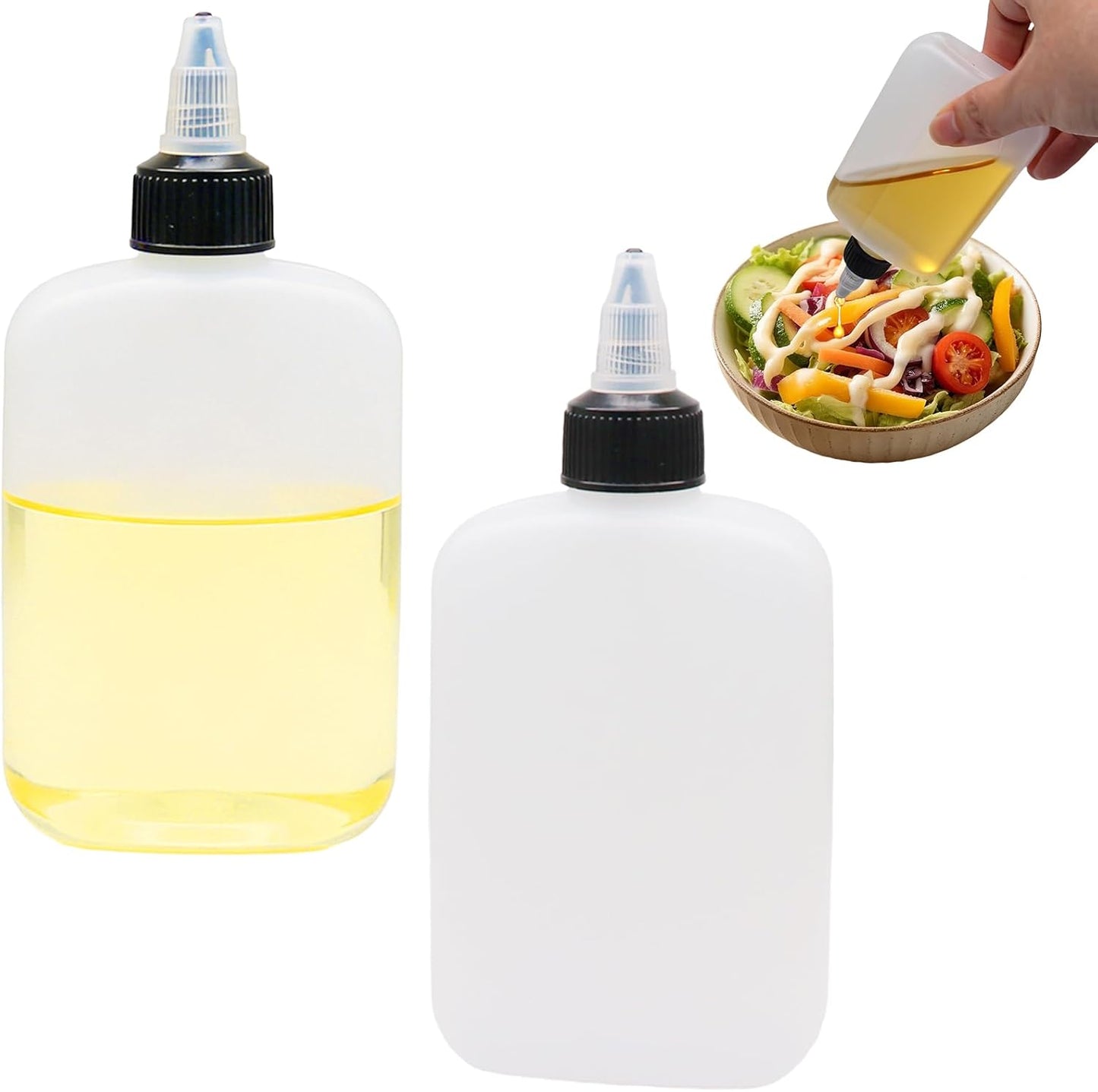 4 Pcs 100ML Oil Dispenser Bottles, Leak-Proof Twist Cap Squeeze | Food Grade Plastic, Twist Top Cap Secure Seal, Wide Opening for Easy Refill, for Oil Soy Sauce Vinegar BBQ