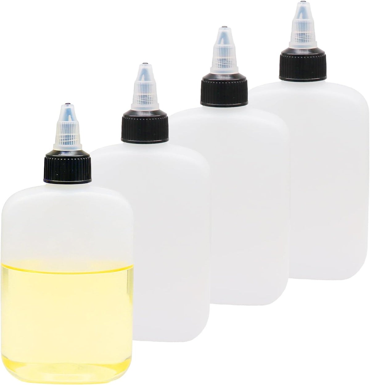 4 Pcs 100ML Oil Dispenser Bottles, Leak-Proof Twist Cap Squeeze | Food Grade Plastic, Twist Top Cap Secure Seal, Wide Opening for Easy Refill, for Oil Soy Sauce Vinegar BBQ