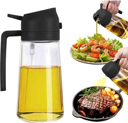 Olive Oil Sprayer for Cooking, 16oz (470ml) Glass Oil Dispenser Bottle, Leakproof Oil Mister with Brush for Air Fryer, BBQ, Salad & Kitchen Use