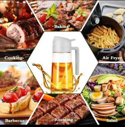 Olive Oil Sprayer for Cooking, 16oz (470ml) Glass Oil Dispenser Bottle, Leakproof Oil Mister with Brush for Air Fryer, BBQ, Salad & Kitchen Use