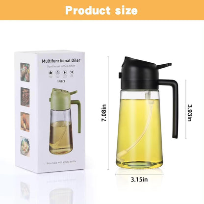 Olive Oil Sprayer for Cooking, 16oz (470ml) Glass Oil Dispenser Bottle, Leakproof Oil Mister with Brush for Air Fryer, BBQ, Salad & Kitchen Use