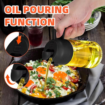 Olive Oil Sprayer for Cooking, 16oz (470ml) Glass Oil Dispenser Bottle, Leakproof Oil Mister with Brush for Air Fryer, BBQ, Salad & Kitchen Use