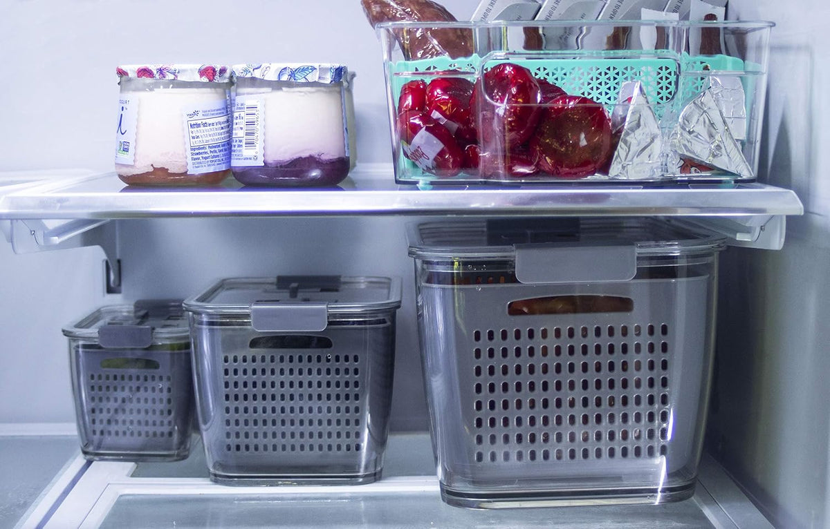 Stackable Fridge Storage Colander Containers, Variety Pack
