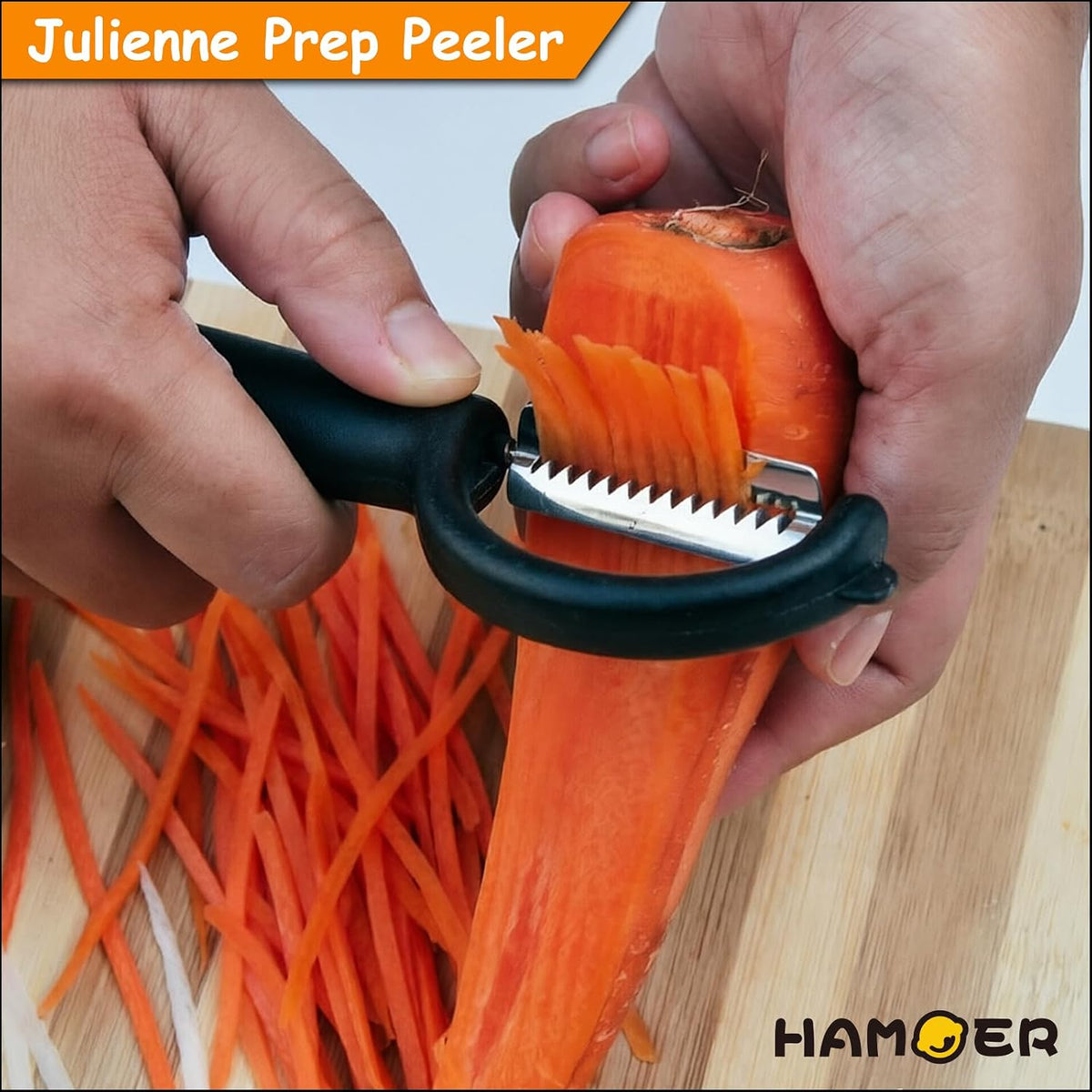 2 Pack Swivel & Julienne Peeler Set Ergonomic Stainless Steel Blades