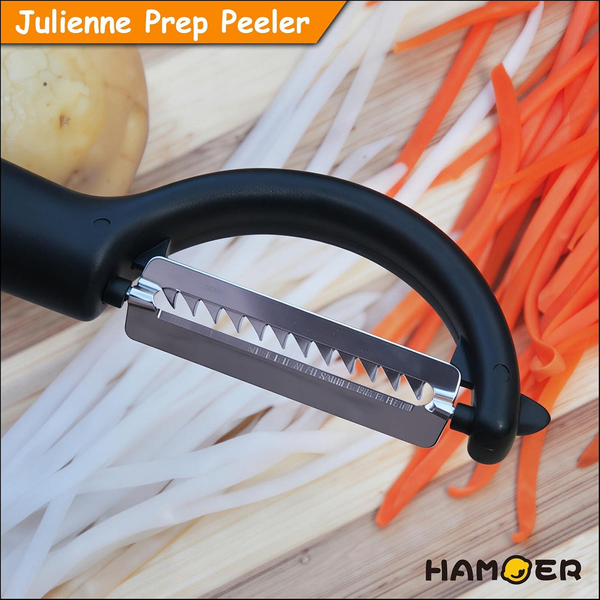 2 Pack Swivel & Julienne Peeler Set Ergonomic Stainless Steel Blades