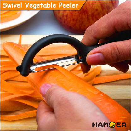 2 Pack Swivel & Julienne Peeler Set Ergonomic Stainless Steel Blades