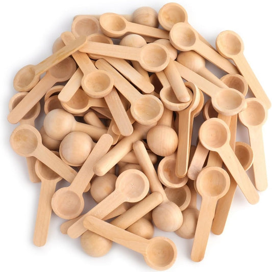 60PCS Mini Wooden Spoons Small Bath Salt Spoon Candy Spoon Baby Spoon for Spice Jars Seasoning Honey Coffee