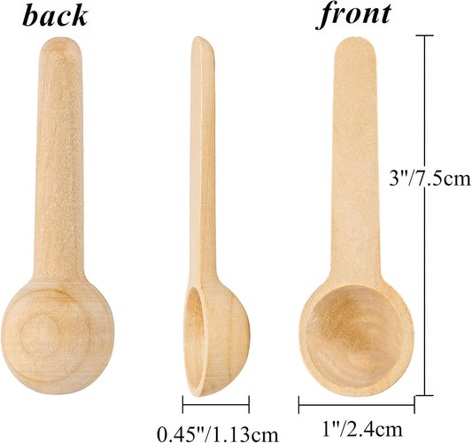 60PCS Mini Wooden Spoons Small Bath Salt Spoon Candy Spoon Baby Spoon for Spice Jars Seasoning Honey Coffee