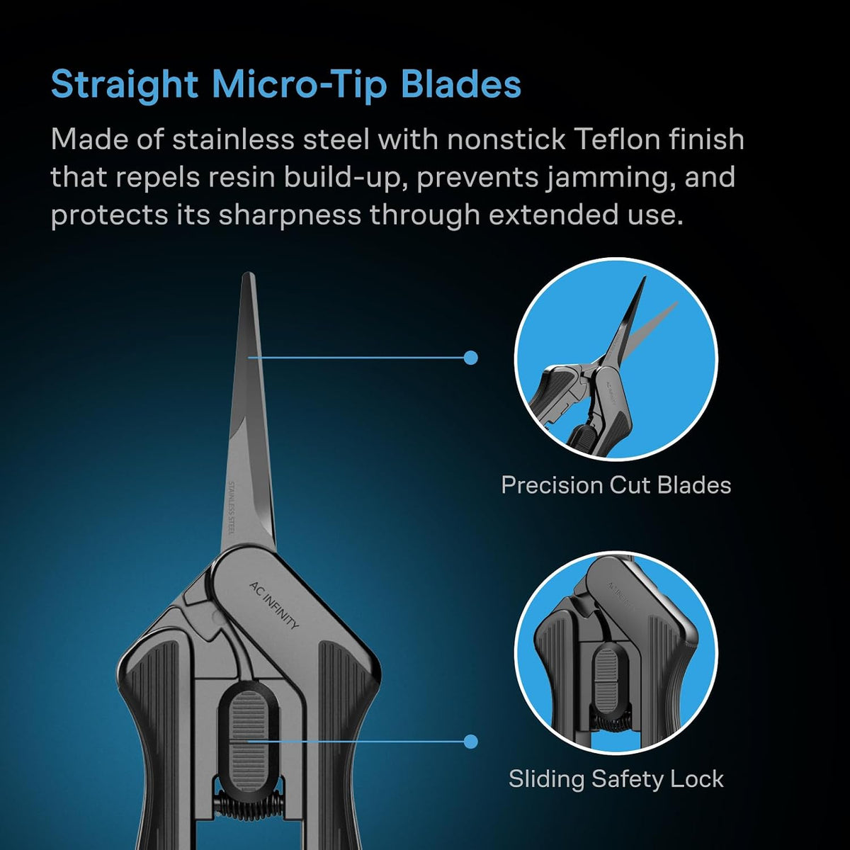 Ergonomic Pruning Shear 6.6”, Stainless Steel Straight Blades
