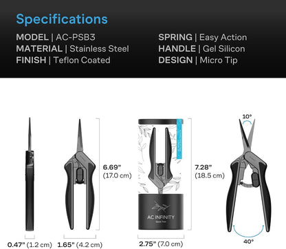 Ergonomic Pruning Shear 6.6”, Stainless Steel Straight Blades