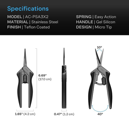 Ergonomic Pruning Shear 6.6”, Stainless Steel Straight Blades