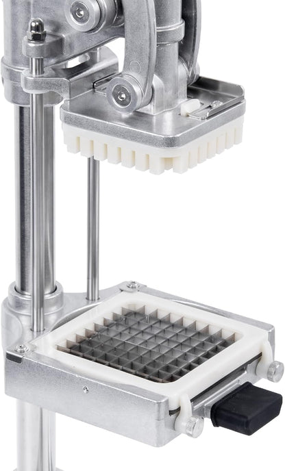 2-in-1 Commercial Manual Juicer & French Fry Cutter, Heavy Duty Cast Aluminum Citrus Press and Vegetable Chopper with 1/4", 3/8" & 1/2" Stainless Steel Blades for Potato, Orange & Lemon