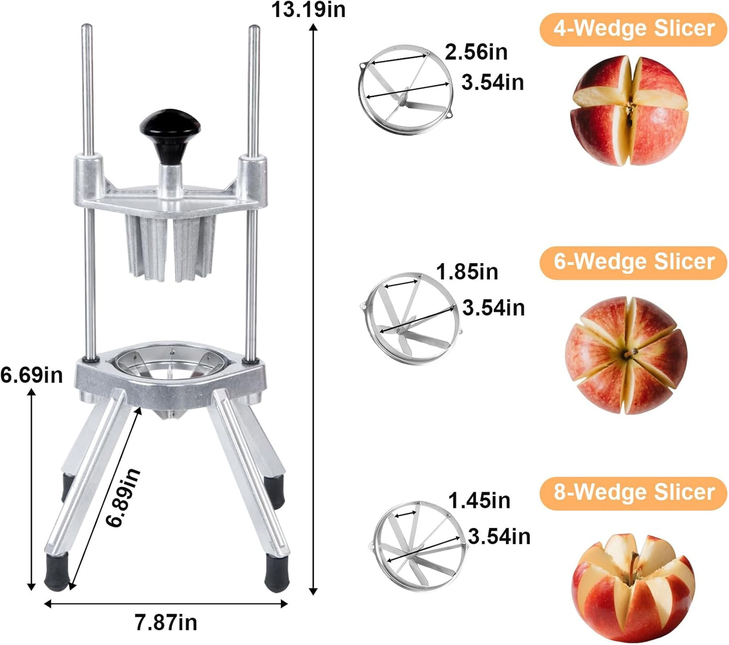 2-in-1 Commercial Manual Juicer & French Fry Cutter, Heavy Duty Cast Aluminum Citrus Press and Vegetable Chopper with 1/4", 3/8" & 1/2" Stainless Steel Blades for Potato, Orange & Lemon