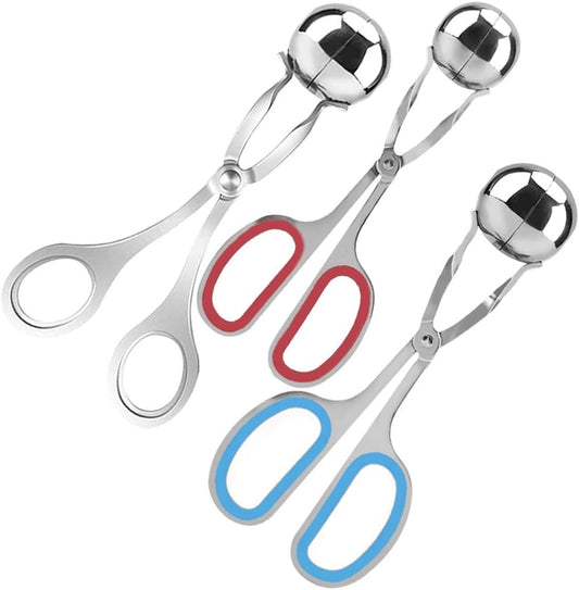 3 Pcs Stainless Steel Meat Ballers, Nonstick Meatball Scoop Ball Maker Ice Tongs for Cake Pop, Ice Cream Scoop, Fruit, Cookie Dough, Melon
