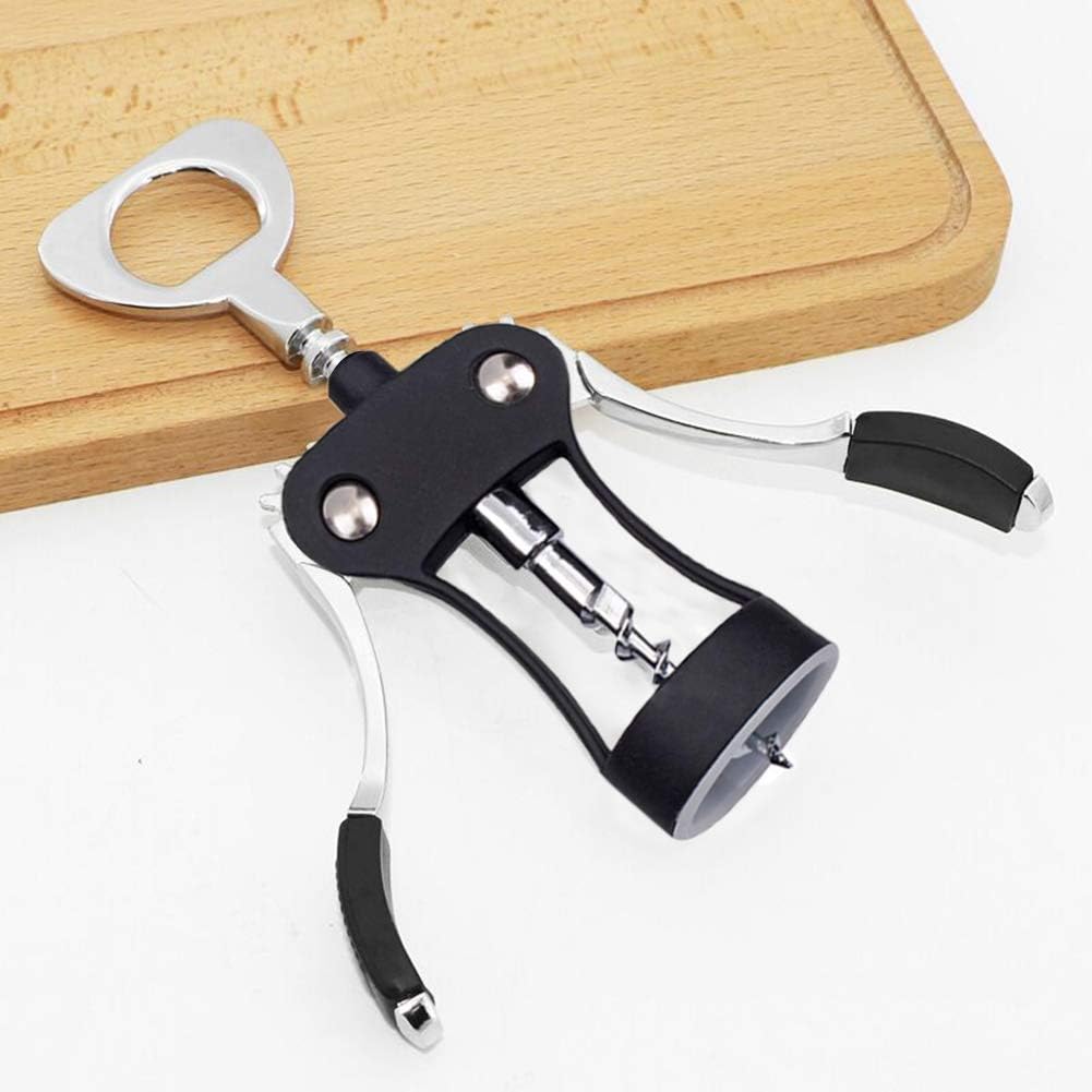 Wine Opener, Multifunctional Wing Corkscrew Wine Bottle Opener for all Cork Stoppered and Beer Cap Bottles, Luxury Waiter Corkscrew with Stopper Set for Wine Enthusiast, Waiters - Black