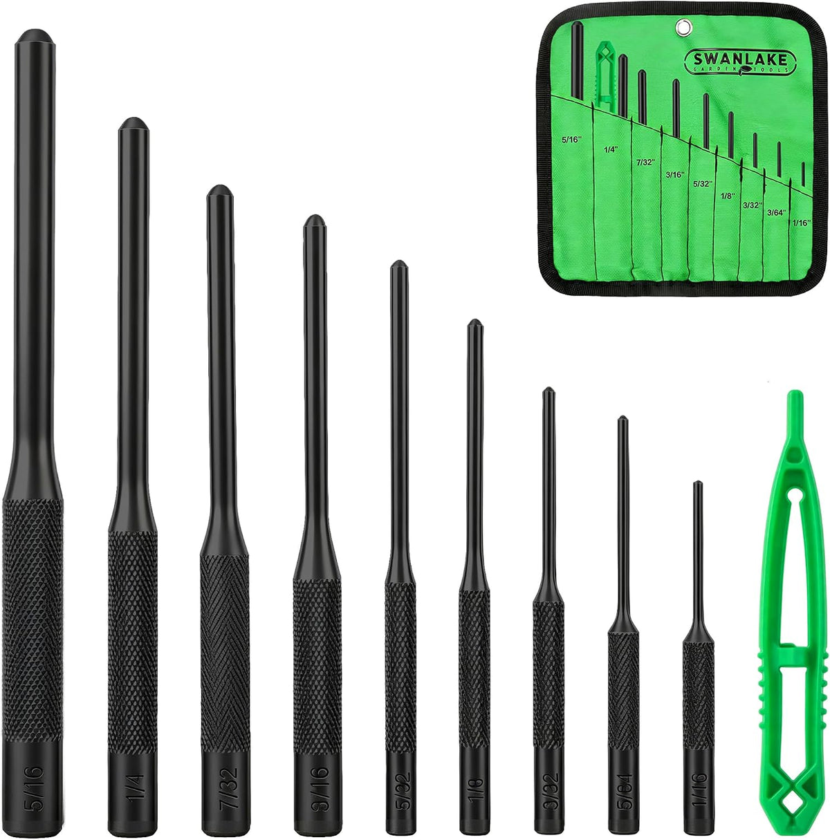 SWANLAKE 9-Pieces Roll Pin Punch Set, Removing Repair Tool with Holder for Automotive, Watch Repair,Jewelry and Craft