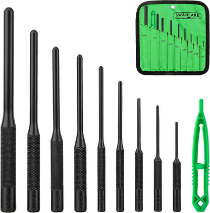 SWANLAKE 9-Pieces Roll Pin Punch Set, Removing Repair Tool with Holder for Automotive, Watch Repair,Jewelry and Craft
