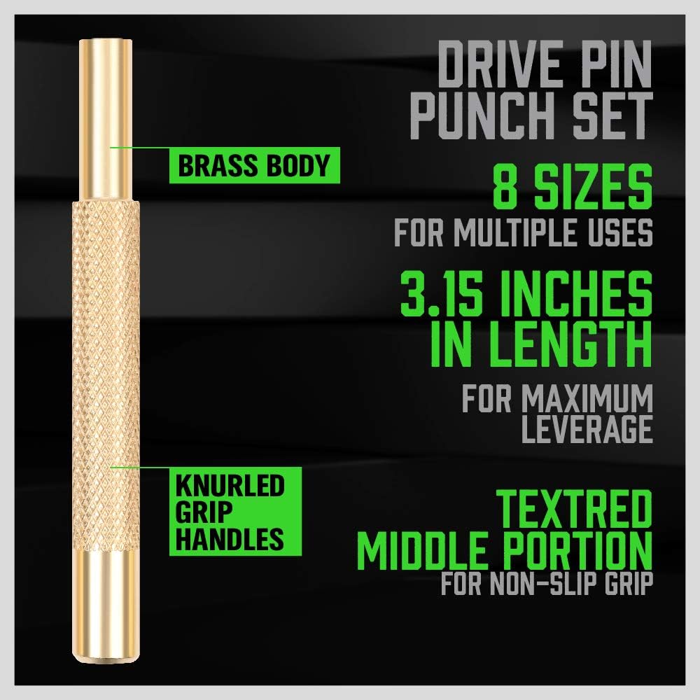 SWANLAKE 9-Pieces Roll Pin Punch Set, Removing Repair Tool with Holder for Automotive, Watch Repair,Jewelry and Craft