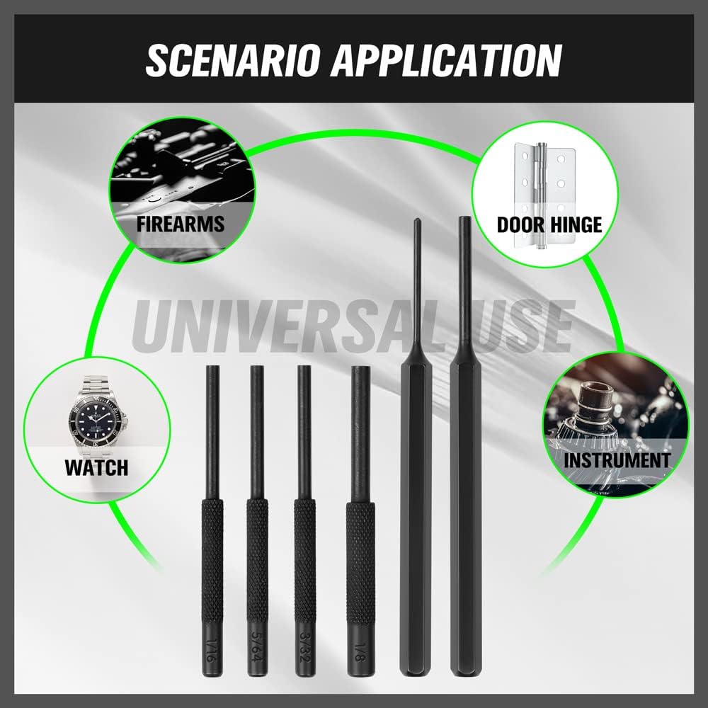 SWANLAKE 9-Pieces Roll Pin Punch Set, Removing Repair Tool with Holder for Automotive, Watch Repair,Jewelry and Craft