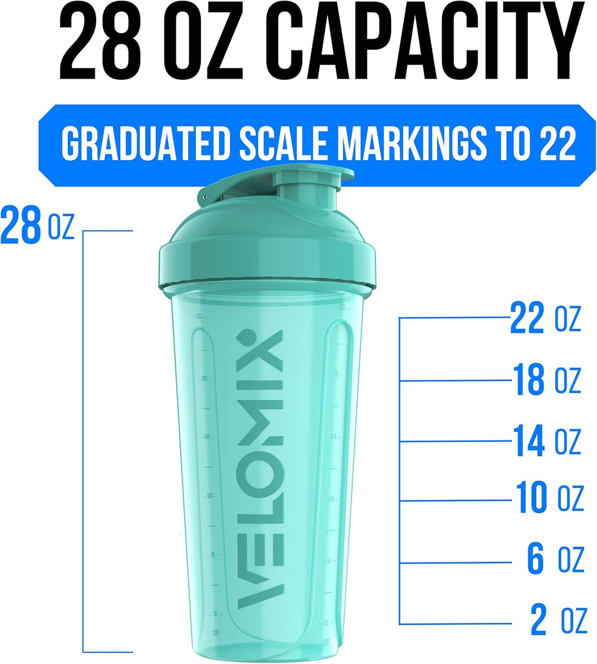 2 Pack 28oz Protein Shaker Bottle for Protein Mixes, Black/Transpar