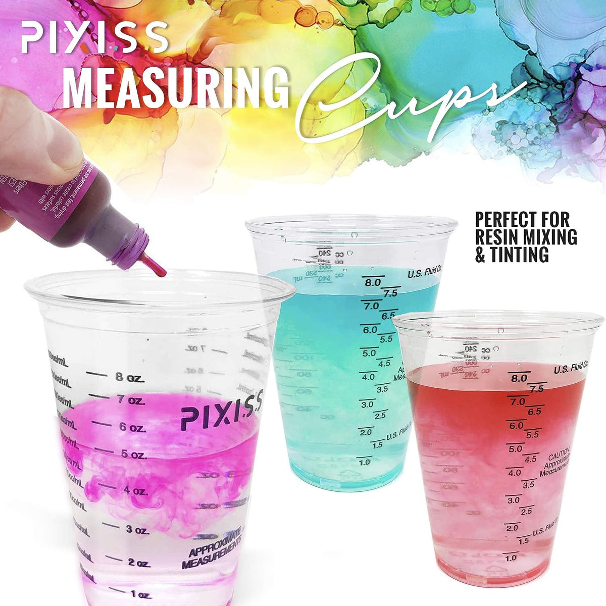 Disposable Epoxy Resin Mixing Cups with Measurements (20-Pack) Mixing Cups for Epoxy Resin, Epoxy Mixing Containers, Epoxy Cups For Epoxy Measuring Cups - 20 Resin Mixing Sticks