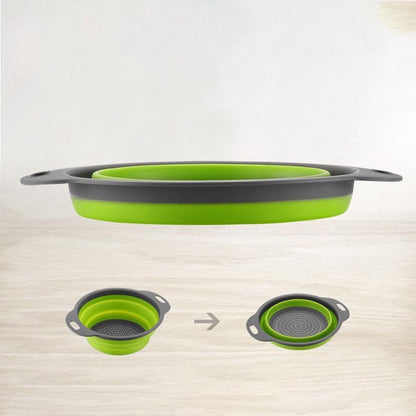 2 Pack Collapsible Colander Set, Foldable Collapsible Strainers for Kitchen, Small Round Colander with Base and Handles for Pasta, Fruit, Vegetables – Space-Saving Kitchen Strainer Baskets