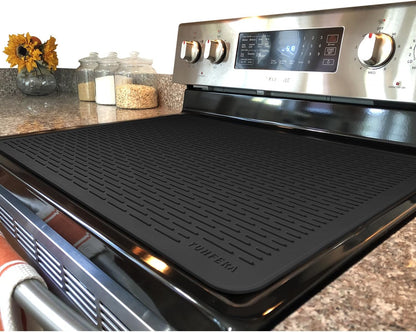 Stove Top Cover for Electric Stove - Silicone Stove Mat for Glass Top, Glass Cooktop Protector, XL Dish Drying Mats for Kitchen,Oven Covers for Electric Stove (Black,30 x 21)