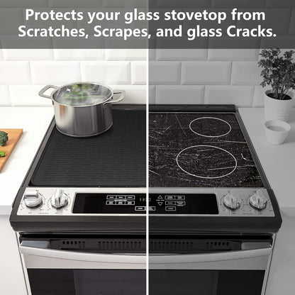 Stove Top Cover for Electric Stove - Silicone Stove Mat for Glass Top, Glass Cooktop Protector, XL Dish Drying Mats for Kitchen,Oven Covers for Electric Stove (Black,30 x 21)