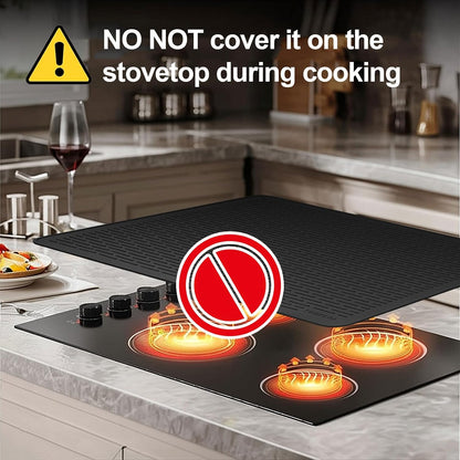 Stove Top Cover for Electric Stove - Silicone Stove Mat for Glass Top, Glass Cooktop Protector, XL Dish Drying Mats for Kitchen,Oven Covers for Electric Stove (Black,30 x 21)